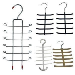 5x Velvet Flocked Metal Hanger for Belt Tie Scarf Closet Organizer Space Saving